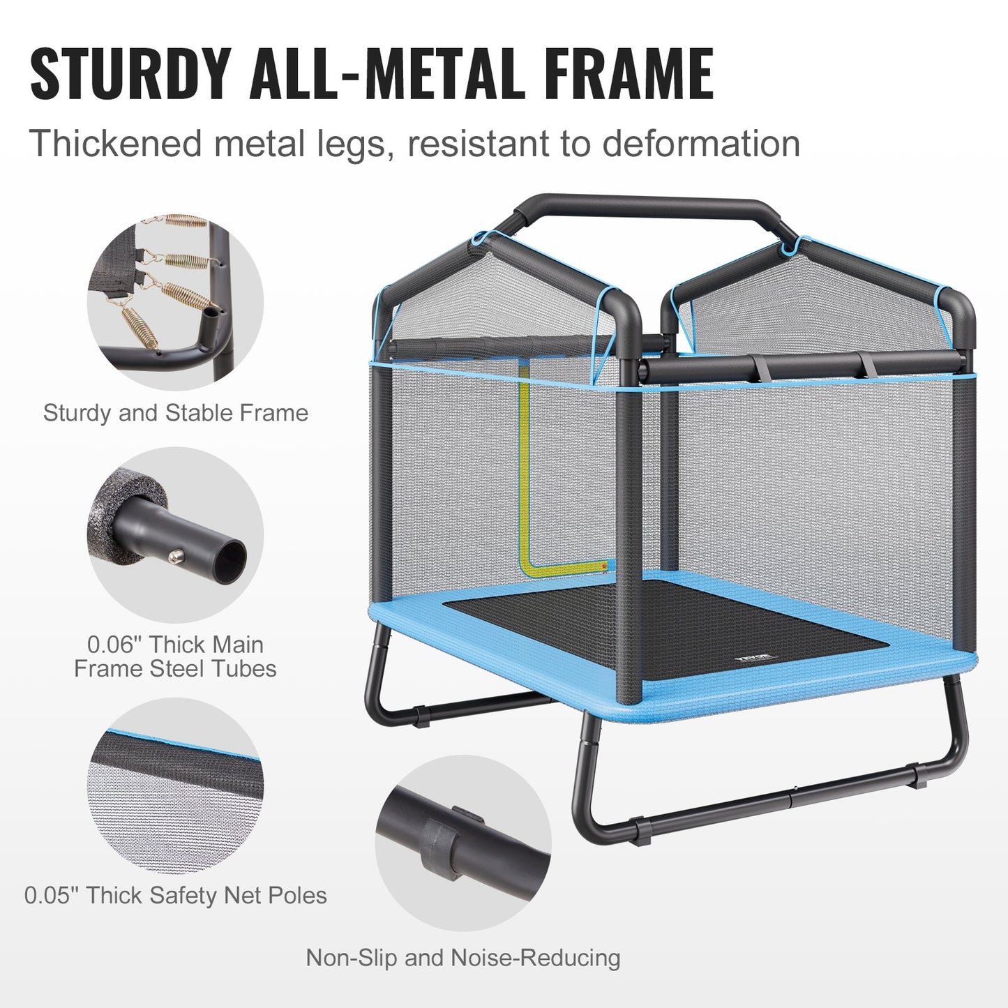6FT Trampoline for Kids, 72" Indoor/Outdoor Toddlers Trampoline, Mini Baby Trampoline with Safety Enclosure Net, Gymnastics Bar, Hammock, Recreational Trampoline Birthday Gift for 3+ Years Kids