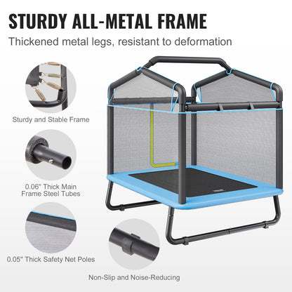 6FT Trampoline for Kids, 72" Indoor/Outdoor Toddlers Trampoline, Mini Baby Trampoline with Safety Enclosure Net, Gymnastics Bar, Hammock, Recreational Trampoline Birthday Gift for 3+ Years Kids