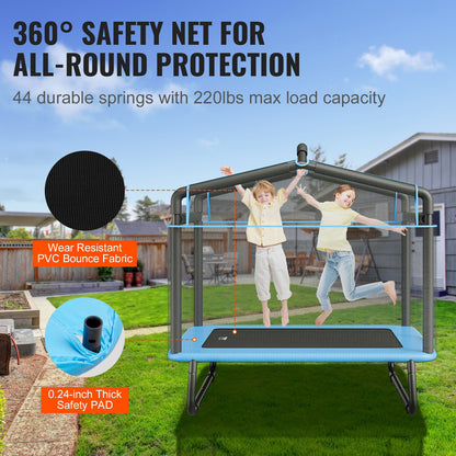 6FT Trampoline for Kids, 72" Indoor/Outdoor Toddlers Trampoline, Mini Baby Trampoline with Safety Enclosure Net, Gymnastics Bar, Hammock, Recreational Trampoline Birthday Gift for 3+ Years Kids