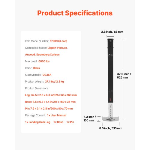 RV Lead Fünfrad-Fahrwerksbeine 179013 für Lippert Venture 32,5 Zoll | EU