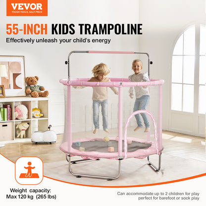 55" Trampoline for Kids Mini Toddler Trampoline with Net Indoor Outdoor