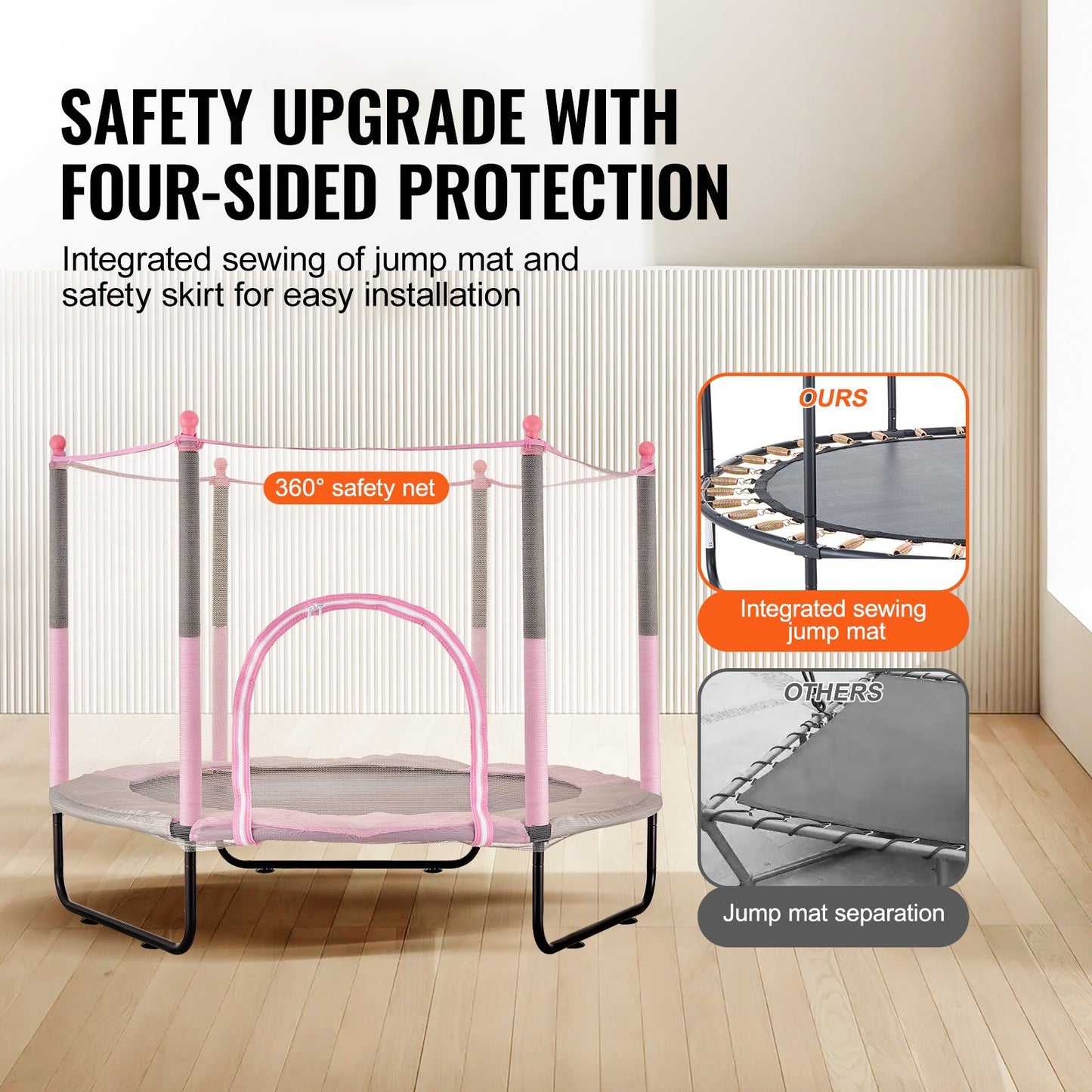 60" studsmatta för barn Mini-småbarnstrampolin med nät inomhus utomhus