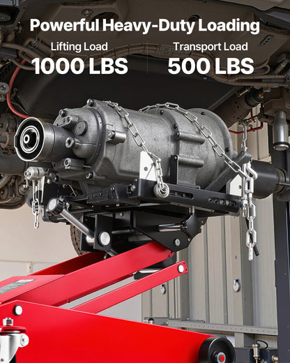 Low Profile Floor Jack, 1000 lbs / 0.45 Ton Lifting Capacity Telescoping Transmission Floor Jack, 6.3-25.2 in Lifting Height, 360° Swivel Front wheels, Heavy-Duty Lift Hoist for Garage/Shop