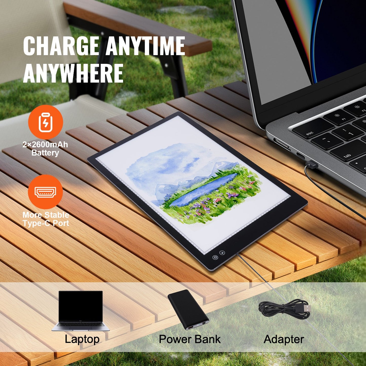 A2 LED-Lichttafel, wiederaufladbares Tracing Pad, 6 Helligkeitsstufen dimmbar