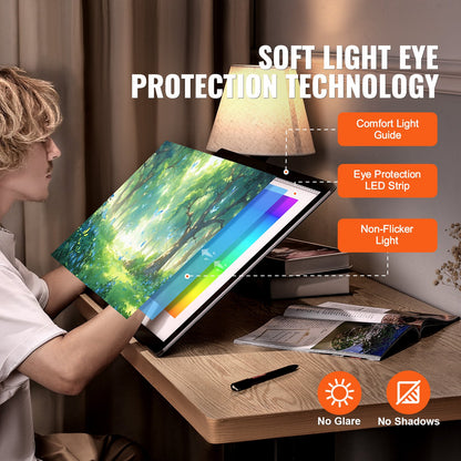 A2 LED-Lichttafel, wiederaufladbares Tracing Pad, 6 Helligkeitsstufen dimmbar