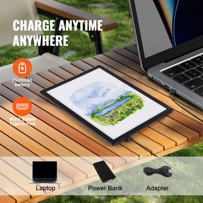 A4 LED Light Board Uppladdningsbar Tracing Pad 5 nivåer Dimbar Ljusstyrka