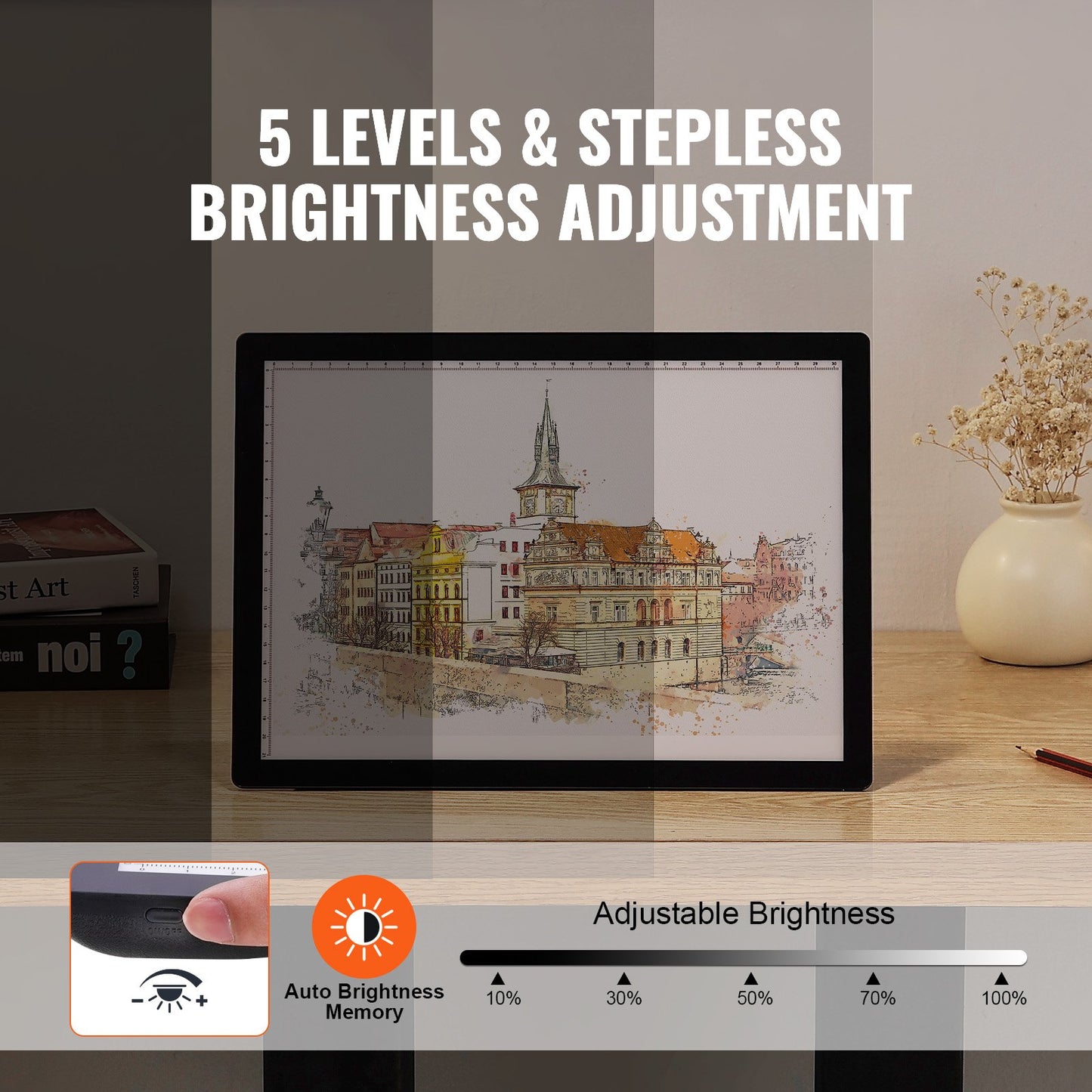 A4 LED Light Board Uppladdningsbar Tracing Pad 5 nivåer Dimbar Ljusstyrka