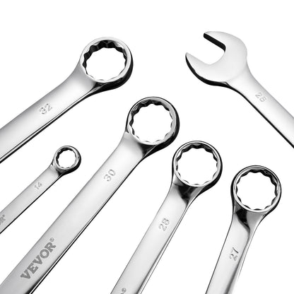 Combination wrench set 25-piece metric 6 mm to 32 mm with roll-up bag