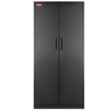 Metal Storage Cabinet, Steel Locking Storage Cabinet with 2 Magnetic Doors and 4 Adjustable Shelves, 71'' Metal Cabinet 200 lbs Capacity Per Shelf with 3 Keys, for Office, Home, Garage, Black