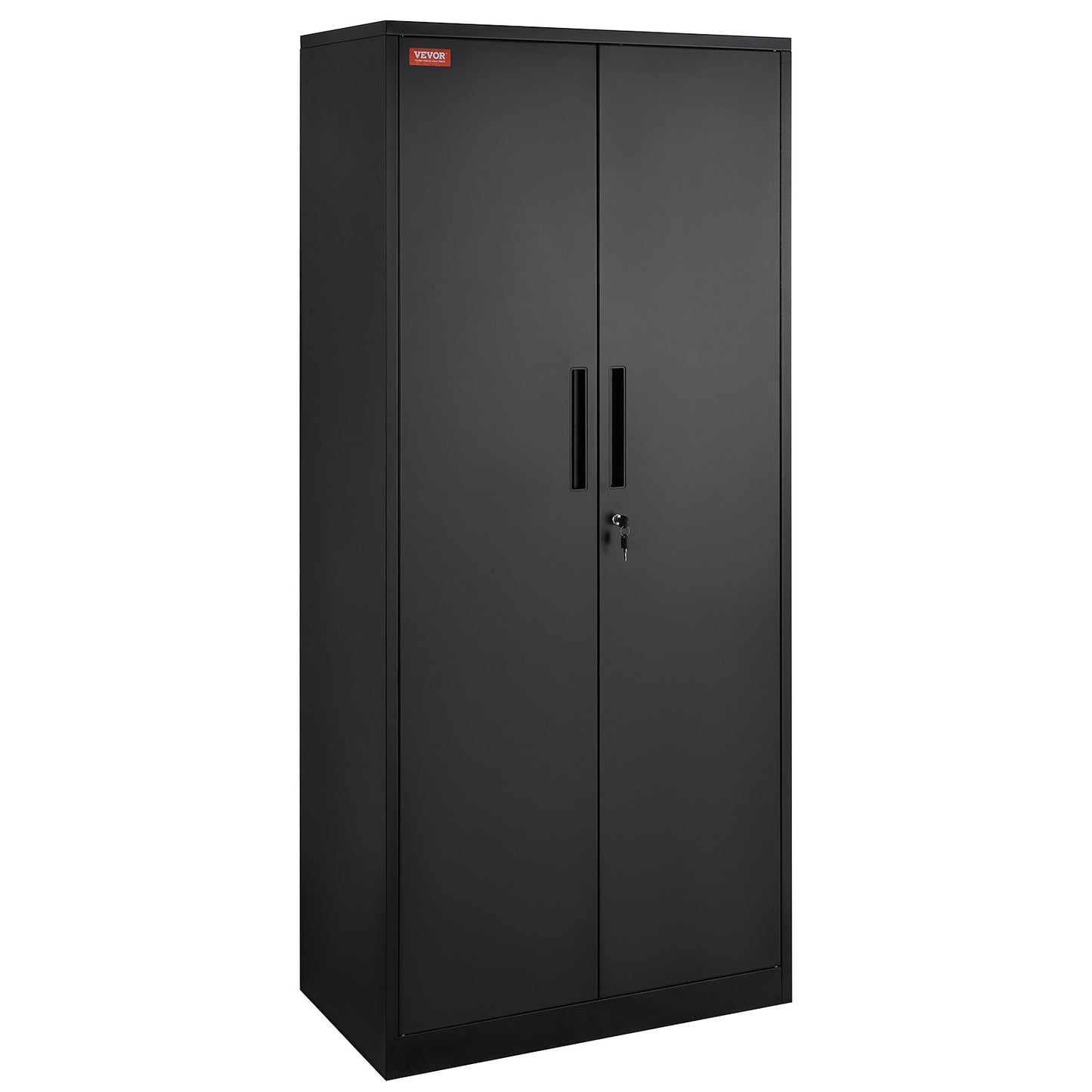 Metal Storage Cabinet, Steel Locking Storage Cabinet with 2 Magnetic Doors and 4 Adjustable Shelves, 71'' Metal Cabinet 200 lbs Capacity Per Shelf with 3 Keys, for Office, Home, Garage, Black