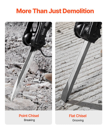 Demolition Jack Hammer, 2100W Electric Jackhammer Heavy Duty, 1650 BPM Industrial-Grade Jack Hammer Concrete Breaker, with 1 Point Chisel, 1 Flat Chisel, Gloves and Goggles