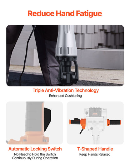 Demolition Jack Hammer, 2100W Electric Jackhammer Heavy Duty, 1650 BPM Industrial-Grade Jack Hammer Concrete Breaker, with 1 Point Chisel, 1 Flat Chisel, Gloves and Goggles