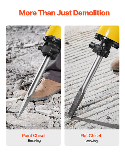 Demolition Jack Hammer, 2200W Electric Jackhammer Heavy Duty, 1350 BPM Jack Hammer Concrete Breaker, with 1 Point Chisel, 1 Flat Chisel, Storage Case, Gloves and Goggles, for Demolition