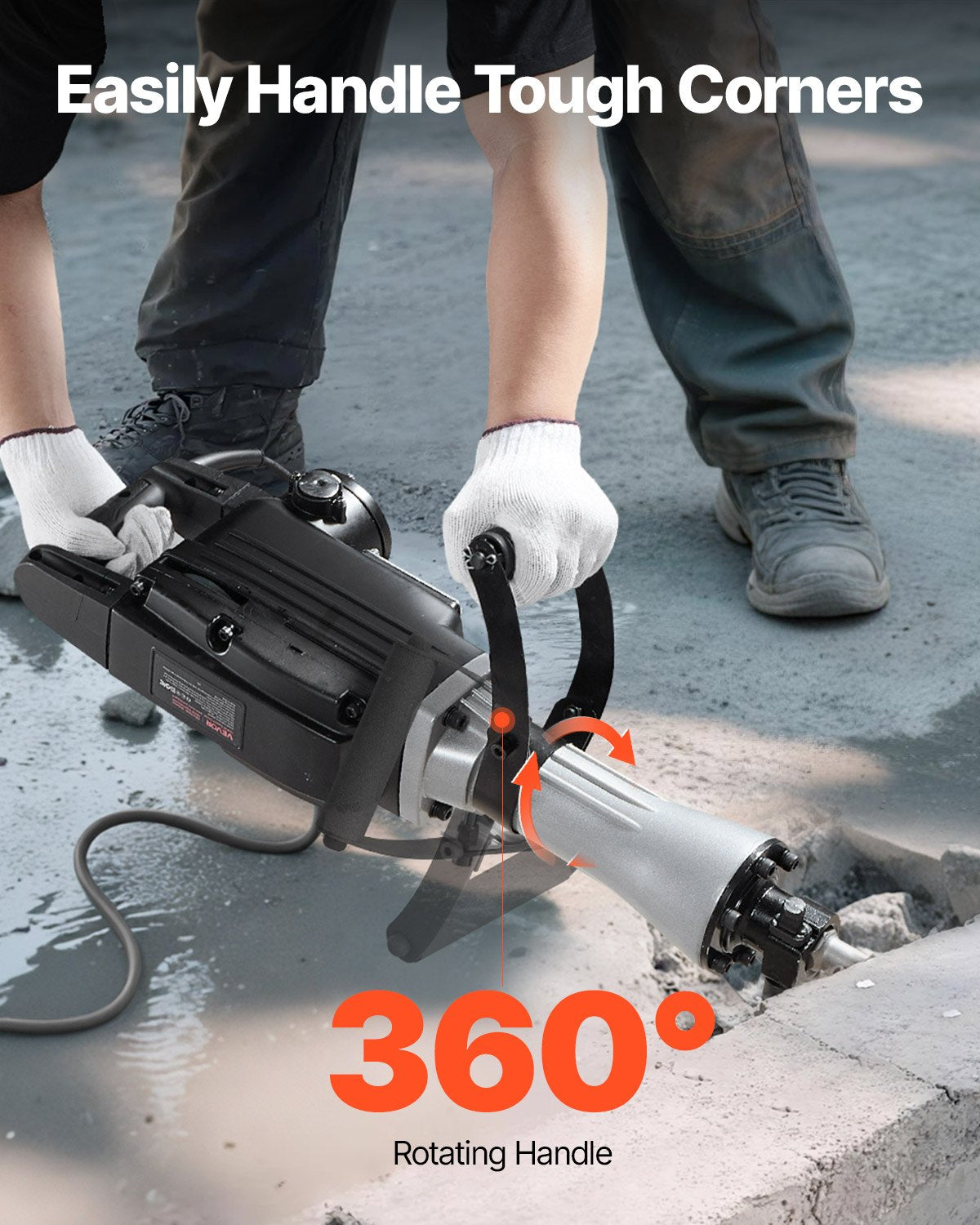 Demolition Jack Hammer, 2800 W Powerful Electric Jackhammer, 1200 BPM Concrete Breaker with 3 Chisels, a Clay Spade, Carrying Case, Gloves, for Concrete, Wall, Brick, Tile and Foundation