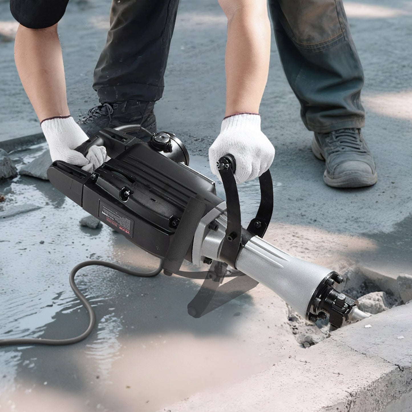 Demolition Jack Hammer, 2800 W Powerful Electric Jackhammer, 1200 BPM Concrete Breaker with 3 Chisels, a Clay Spade, Carrying Case, Gloves, for Concrete, Wall, Brick, Tile and Foundation