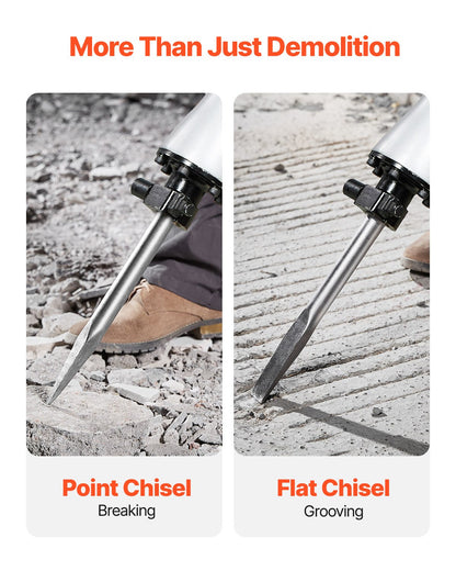 Demolition Jack Hammer, 2800 W Powerful Electric Jackhammer, 1200 BPM Concrete Breaker with a Point Chisel, a Flat Chisel, Carrying Case, Gloves, for Concrete, Wall, Brick, Tile and Foundation