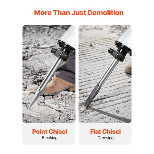 Rivningshammare, 2800 W kraftfull elektrisk tryckluftshammare, 1200 slag/min betongbrytare med spetsmejsel, plattmejsel, bärväska, handskar, för betong, vägg, tegel, kakel och grund |  EU