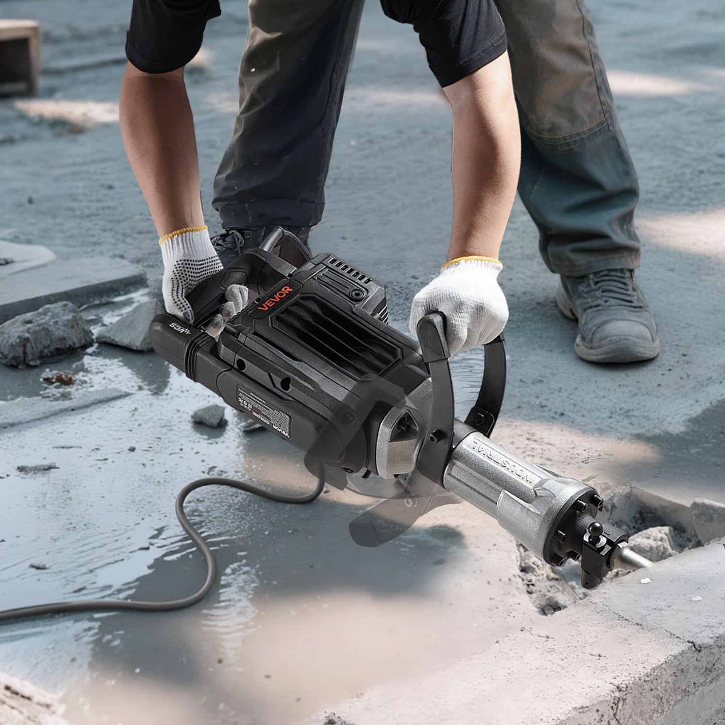 Demolition Jack Hammer, 3000 W Powerful Electric Jackhammer, 1700 BPM Concrete Breaker with a Point Chisel, Carrying Case, Gloves, Goggles, for Concrete, Wall, Brick, Tile and Foundation