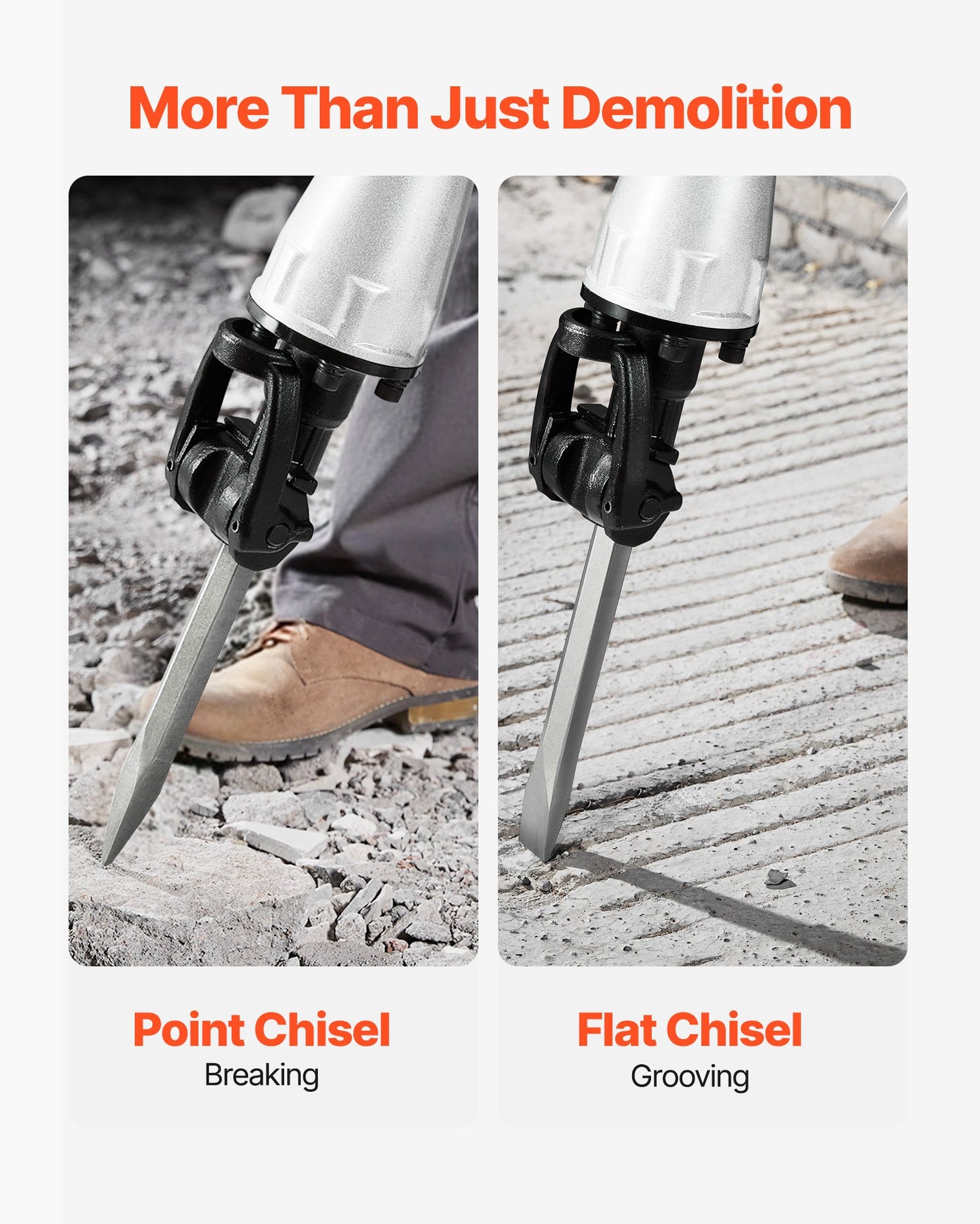 Demolition Jack Hammer, 2100 W Powerful Electric Jackhammer, 1650 BPM Concrete Breaker with 2 Point Chisels, 2 Flat Chisels, Hand Trolley, Gloves, for Concrete, Wall, Brick, Tile and Foundation