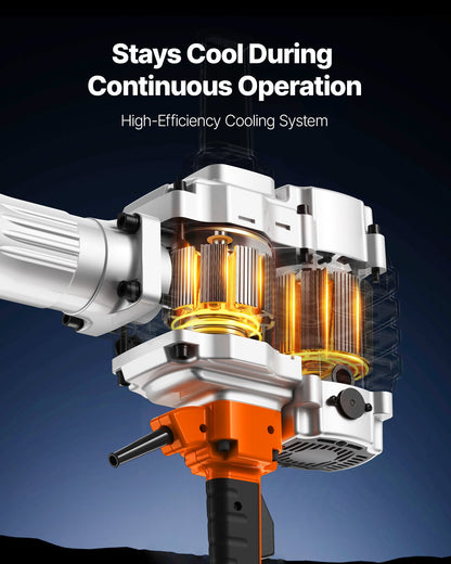 Demolition Jack Hammer, 2100 W Powerful Electric Jackhammer, 1650 BPM Concrete Breaker with 2 Point Chisels, 2 Flat Chisels, Hand Trolley, Gloves, for Concrete, Wall, Brick, Tile and Foundation