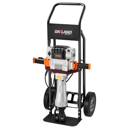Demolition Jack Hammer, 2100 W Powerful Electric Jackhammer, 1650 BPM Concrete Breaker with 2 Point Chisels, 2 Flat Chisels, Hand Trolley, Gloves, for Concrete, Wall, Brick, Tile and Foundation