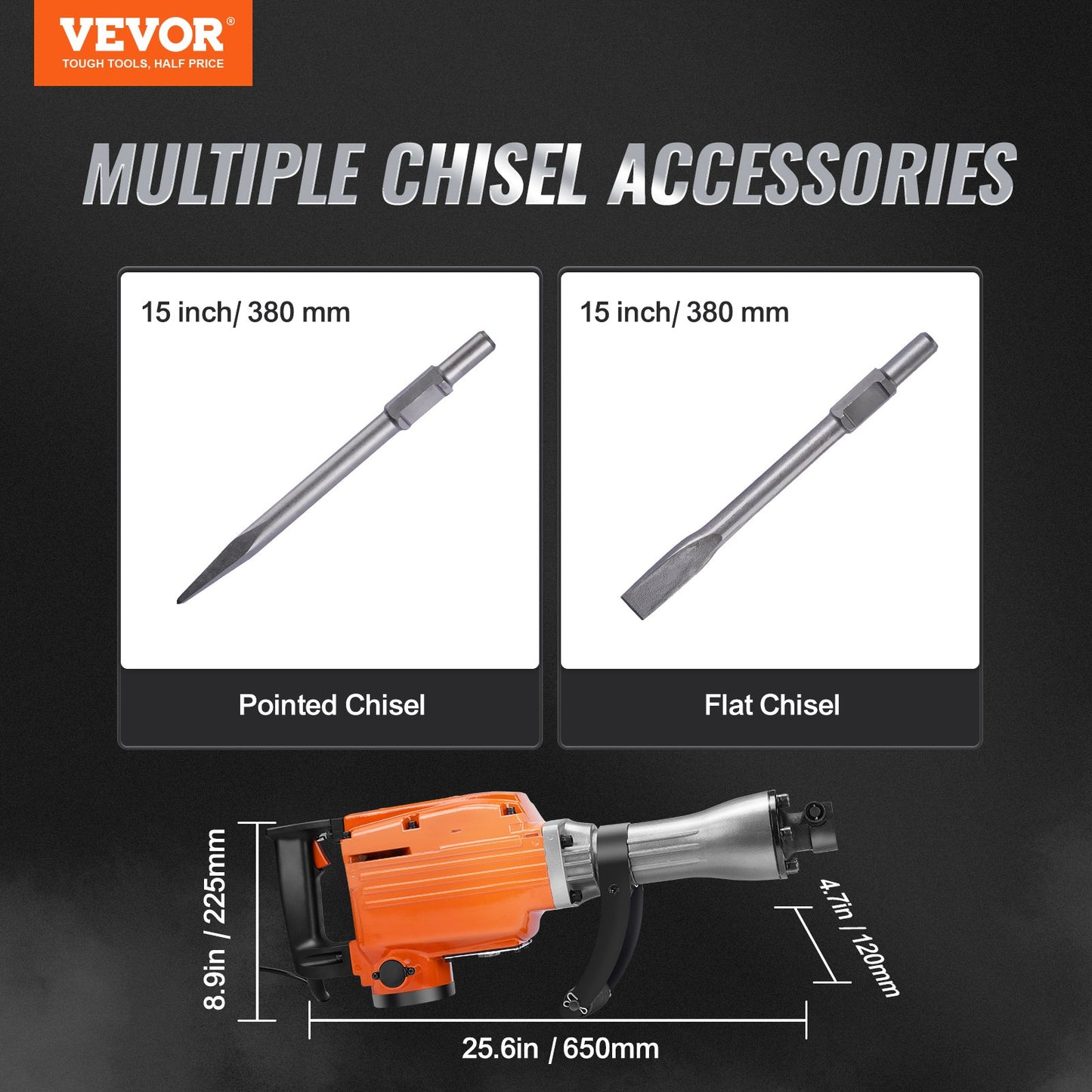 Abbruchhammer Betonbrecher 2200W Elektrohammer 2 Meißel Bits