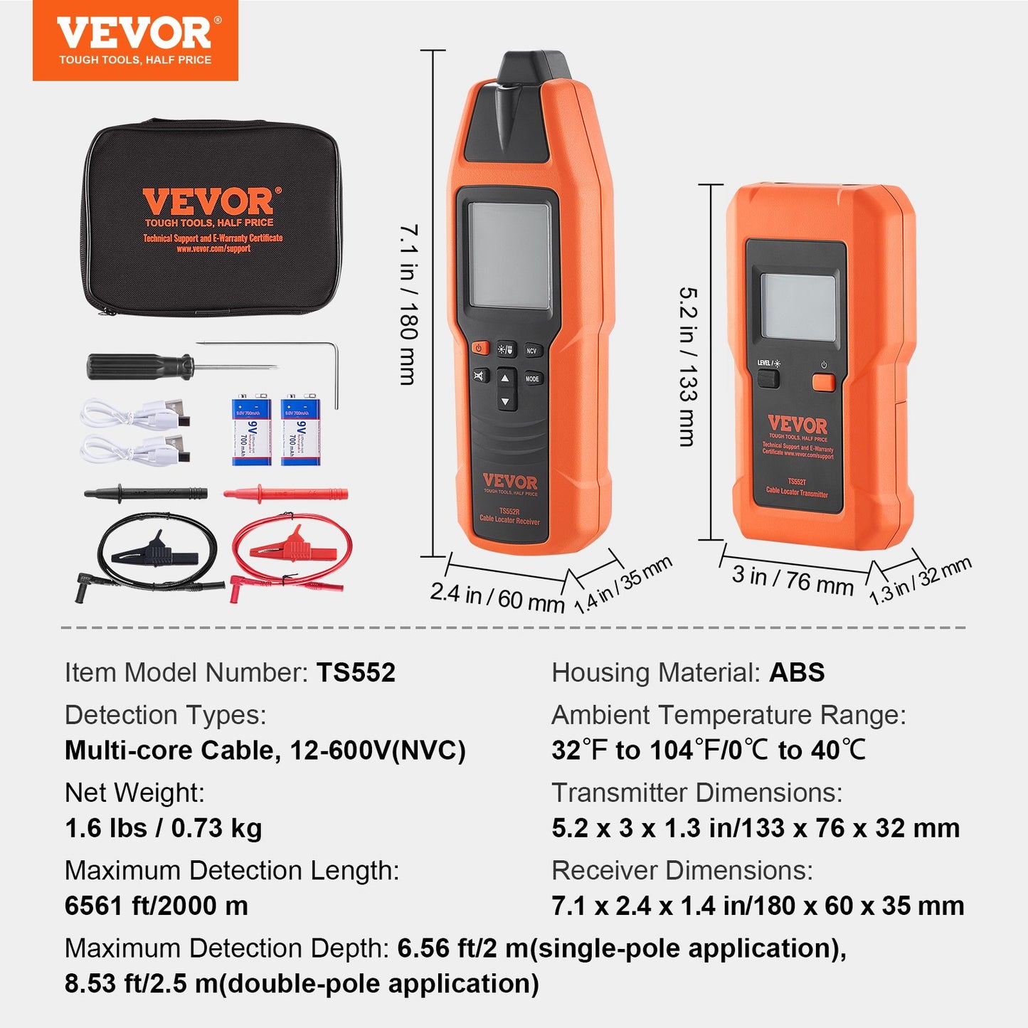 Subterranean Wire Tracker, Up to 3 FT Detection Depth, Voltage Range 12-600V, Circuit and Line Break Locator, Extends to 6561 FT for Underground Pipes, Electric Fencing, Hidden Wires