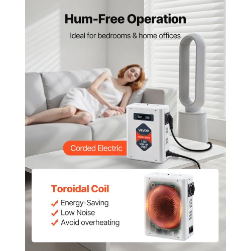 Spänningsomvandlare, 2000VA, Kraftig spänningsomvandlare, 110V till 220V transformator, med 2 EU-uttag, USB-utgång, LCD-display, temperaturskydd, för 220V-apparater |  EU