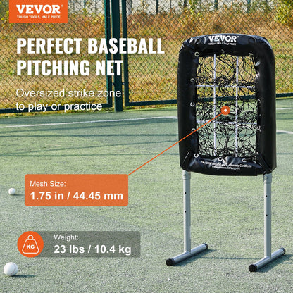 9-Loch-Baseballnetz, 21"x29" Softball-Baseball-Trainingsgerät für Schlagübungen, robuste, höhenverstellbare Trainingshilfe mit Schlagzone und 4 Bodenpfählen, für Jugendliche und Erwachsene