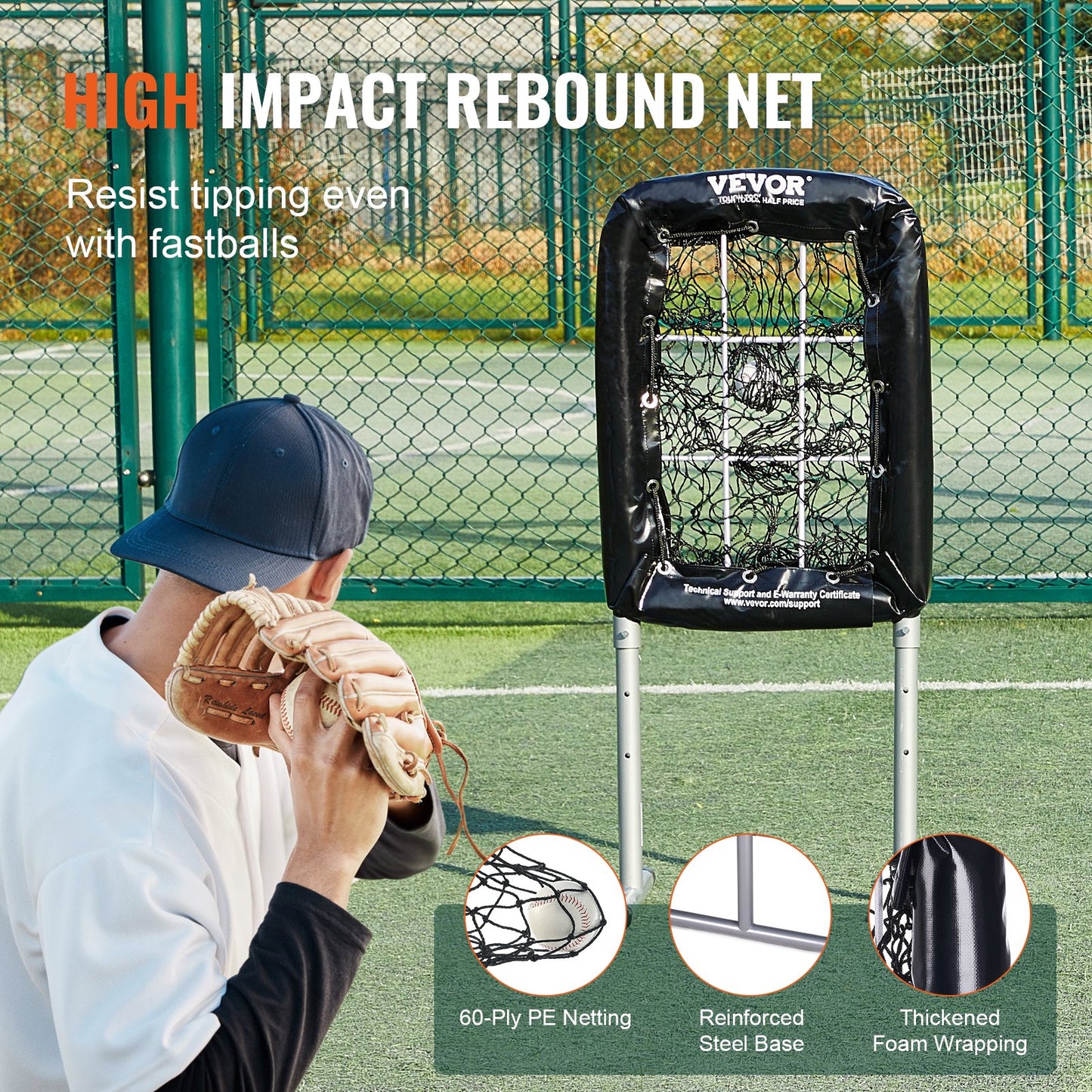 9-Loch-Baseballnetz, 21"x29" Softball-Baseball-Trainingsgerät für Schlagübungen, robuste, höhenverstellbare Trainingshilfe mit Schlagzone und 4 Bodenpfählen, für Jugendliche und Erwachsene