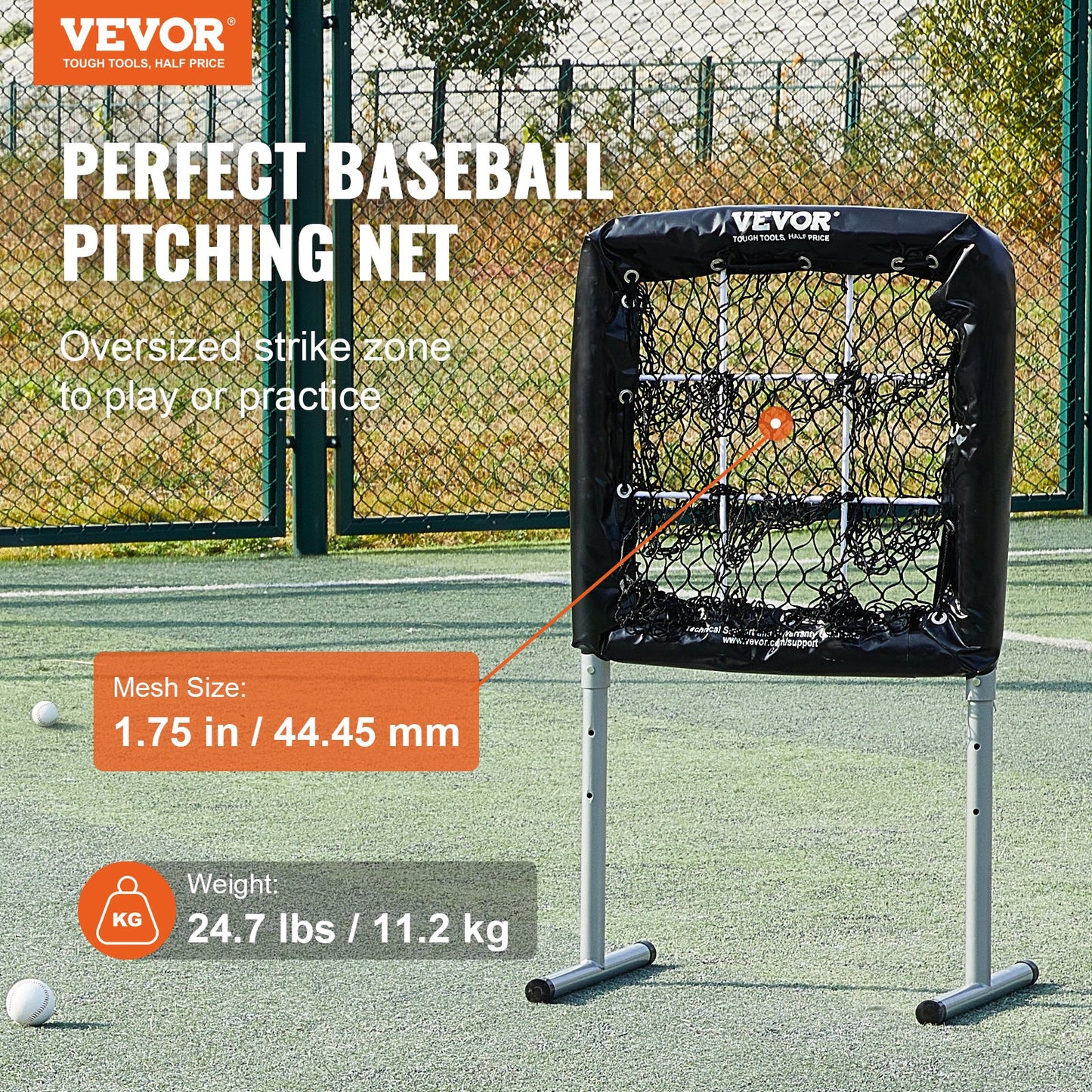 9-Loch-Baseballnetz, 28"x27" Softball-Baseball-Trainingsgerät für Schlagübungen, robuste, höhenverstellbare Trainingshilfe mit Schlagzone und 4 Bodenpfählen, für Jugendliche und Erwachsene