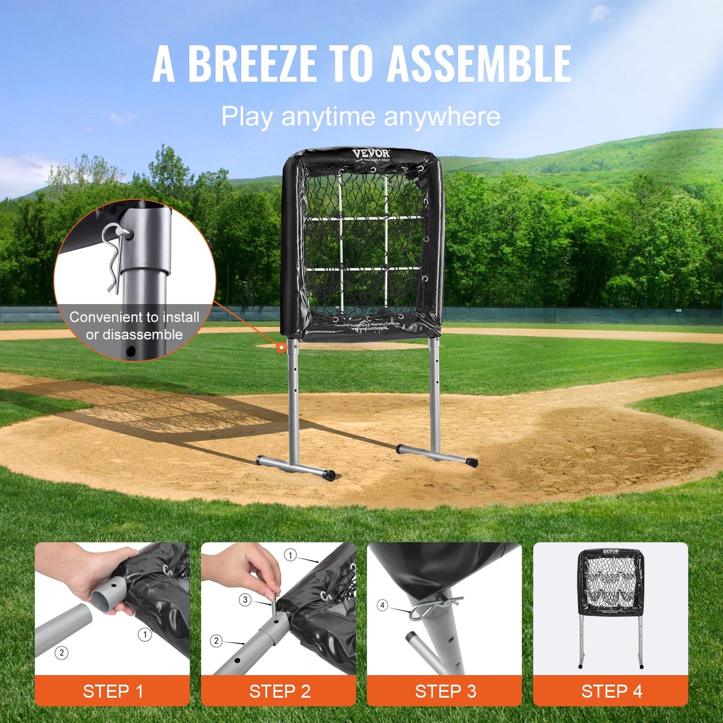 9-Loch-Baseballnetz, 28"x27" Softball-Baseball-Trainingsgerät für Schlagübungen, robuste, höhenverstellbare Trainingshilfe mit Schlagzone und 4 Bodenpfählen, für Jugendliche und Erwachsene