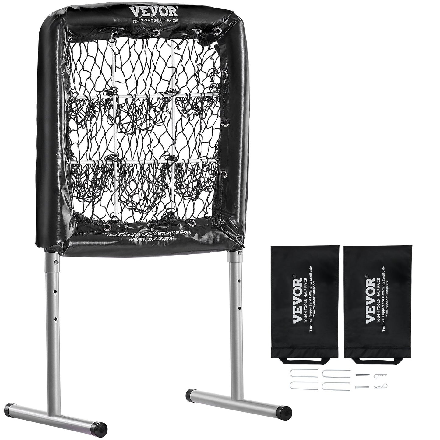 9-Loch-Baseballnetz, 28"x27" Softball-Baseball-Trainingsgerät für Schlagübungen, robuste, höhenverstellbare Trainingshilfe mit Schlagzone und 4 Bodenpfählen, für Jugendliche und Erwachsene