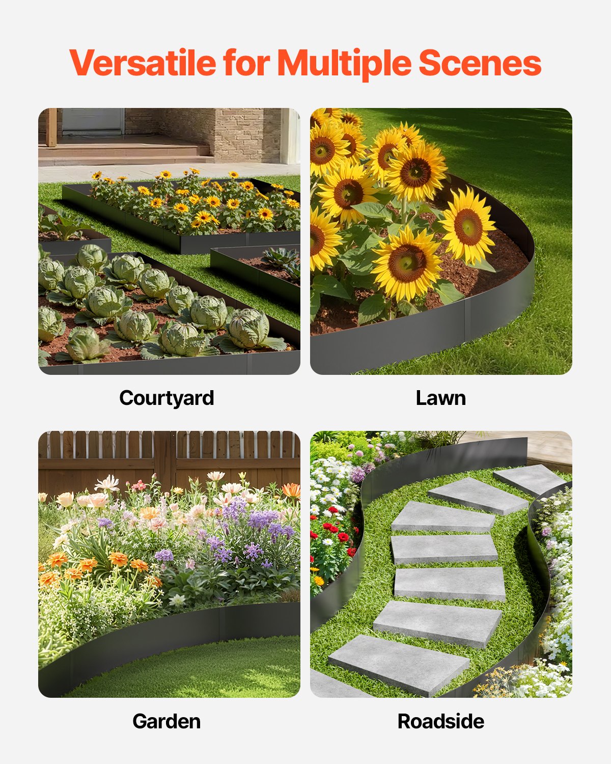 Steel Landscape Edging 4-Pack 40 x 12 Inch Rust Resistant Pathway Divider