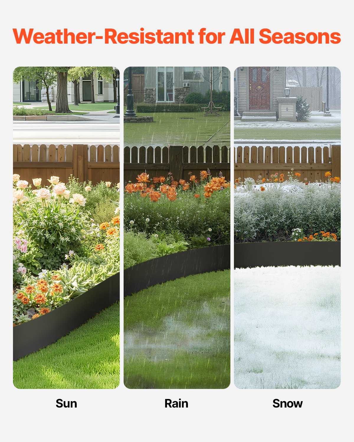 Steel Landscape Edging, 4 Packs 40 x 8 in Rust-Resistant Metal Landscape Edging, Bendable Garden Edging Border, Heavy Duty Lawn Edging, Easy-to-Install, Flower Bed Yard Pathway Divider Black