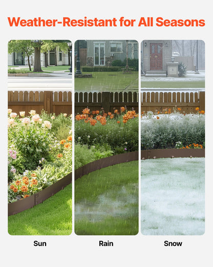 Steel Landscape Edging, 5 Packs 39 x 4 in Rust-Resistant Metal Landscape Edging, Bendable Garden Edging Border, Heavy Duty Lawn Edging, Easy-to-Install, Flower Bed Yard Pathway Divider Brown