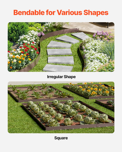 Steel Landscape Edging, 5 Packs 39 x 4 in Rust-Resistant Metal Landscape Edging, Bendable Garden Edging Border, Heavy Duty Lawn Edging, Easy-to-Install, Flower Bed Yard Pathway Divider Brown