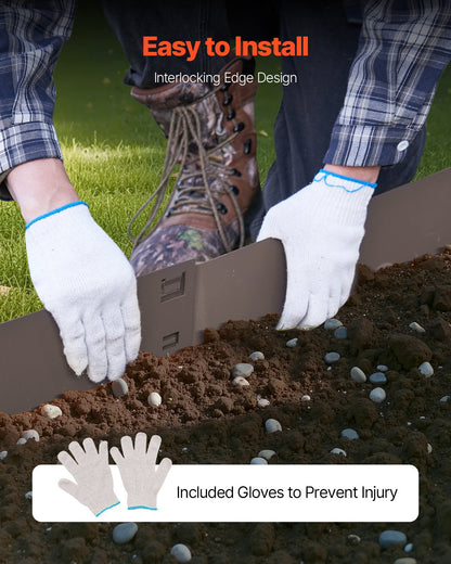 Steel Landscape Edging, 5 Packs 39 x 4 in Rust-Resistant Metal Landscape Edging, Bendable Garden Edging Border, Heavy Duty Lawn Edging, Easy-to-Install, Flower Bed Yard Pathway Divider Brown