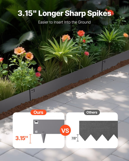 Stahl-Landschaftseinfassung, 5er-Pack, 99,1 x 12,7 cm, rostbeständig, für den Garten, dunkelgrau