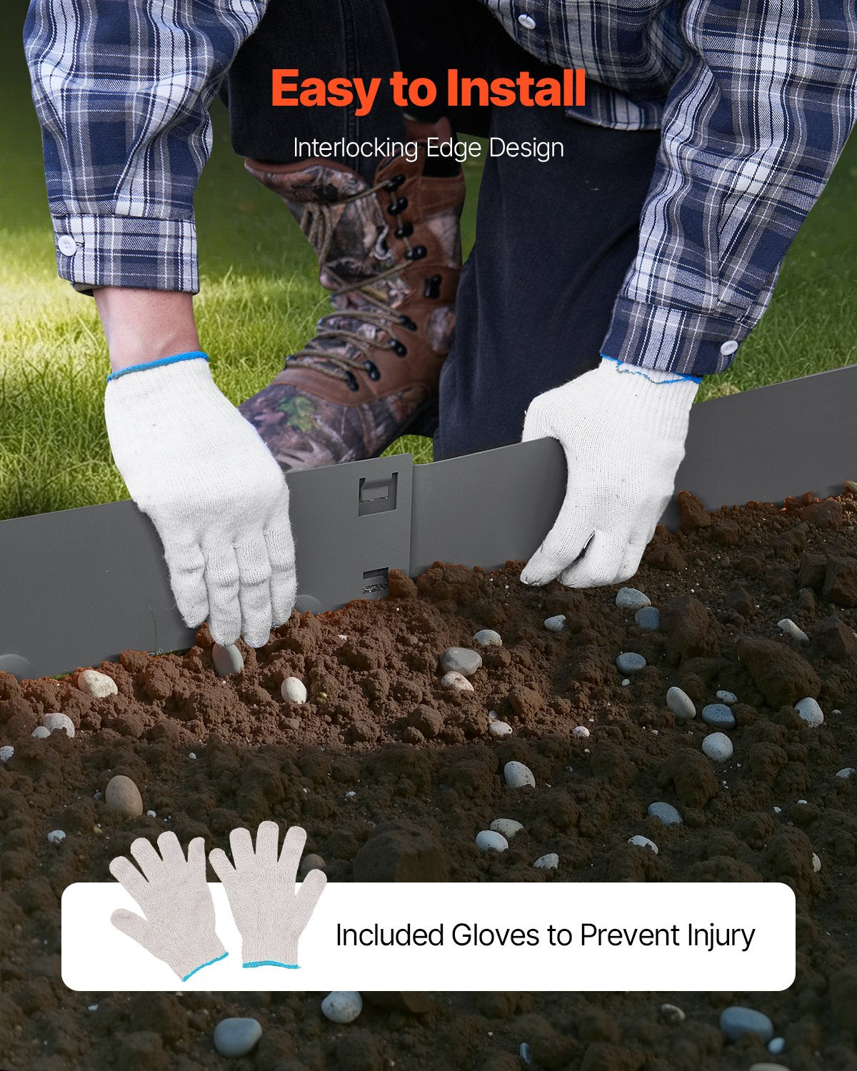 Stahl-Landschaftseinfassung, 5er-Pack, 99,1 x 12,7 cm, rostbeständig, für den Garten, dunkelgrau