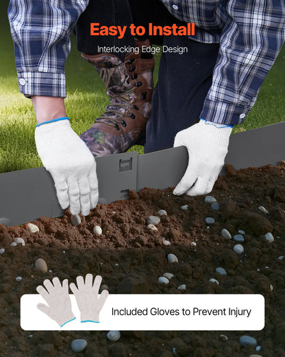 Stahl-Landschaftseinfassung, 5er-Pack, 99,1 x 12,7 cm, rostbeständig, für den Garten, dunkelgrau