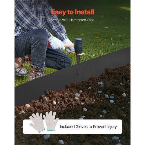 Stahlkanten 6er-Pack 40 x 6 Zoll Rostbeständig für Garten Schwarz | EU