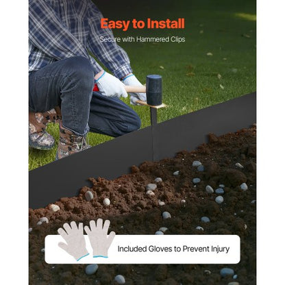 Stahlkanten 6er-Pack 40 x 6 Zoll Rostbeständig für Garten Schwarz | EU