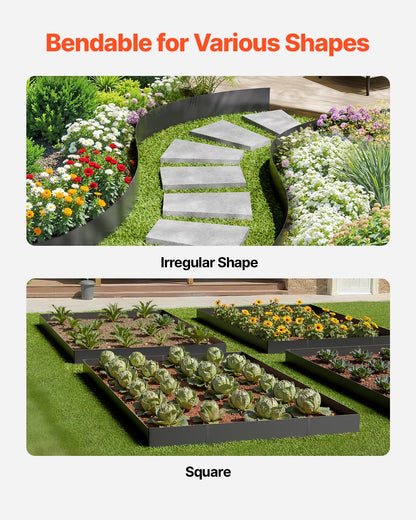 Steel Landscape Edging, 6 Packs 40 x 6 in Rust-Resistant Metal Landscape Edging, Bendable Garden Edging Border, Heavy Duty Lawn Edging, Easy-to-Install, Flower Bed Yard Pathway Divider Black