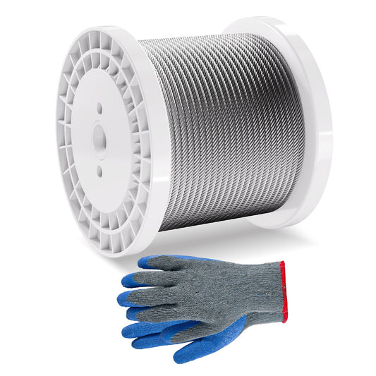 Kolstålkabel 1/4" 7x19 trådar stålvajer 250 fot kabelräcke