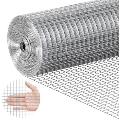 Hardware Cloth, 1/2 inch 24in x 25 ft 19 Gauge, Hot Dipped Galvanized Wire Mesh Roll, Chicken Wire Fencing, Wire Mesh for Rabbit Cages, Garden, Small Rodents