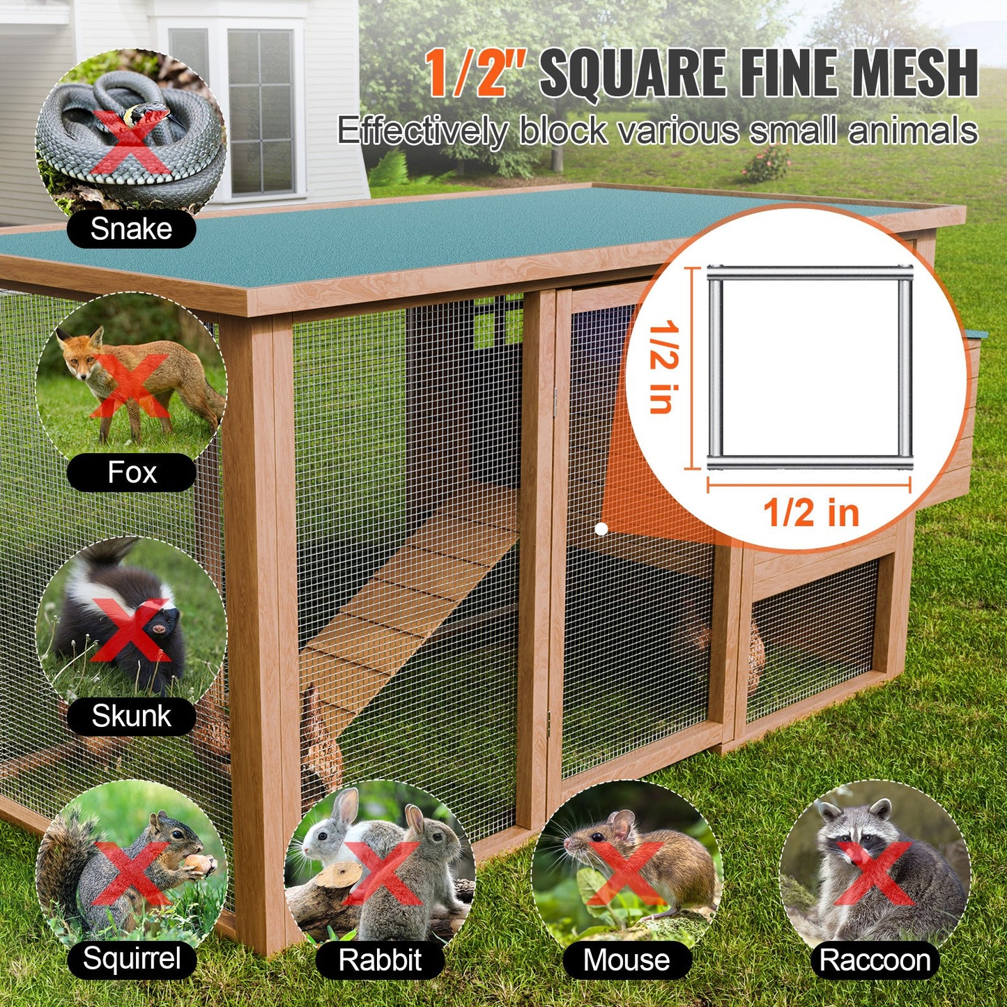 Hardware Cloth, 1/2 inch 24in x 50 ft 19 Gauge, Hot Dipped Galvanized Wire Mesh Roll, Chicken Wire Fencing, Wire Mesh for Rabbit Cages, Garden, Small Rodents