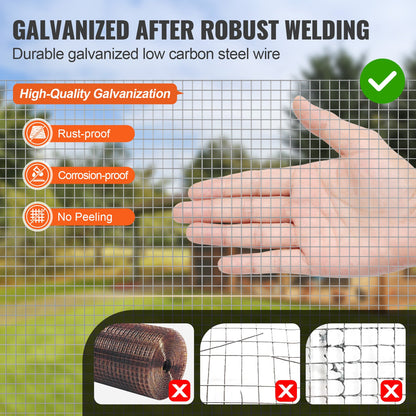 Hardware Cloth, 1/4 inch 48in x 100 ft 23 Gauge, Hot Dipped Galvanized Wire Mesh Roll, Chicken Wire Fencing, Wire Mesh for Rabbit Cages, Garden, Small Rodents