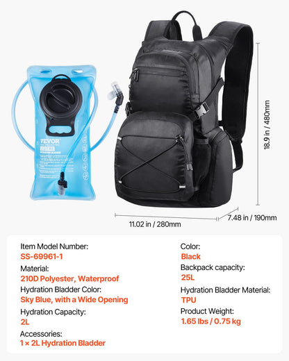 Trinkrucksack Rucksack 2L TPU Wasserblase Radfahren Wandern Laufen Camping