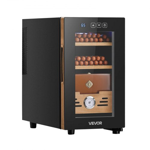 Electric Humidor, 23L, 150 Counts Electric Cigar Humidor Cabinet with Cooling Temperature Control, Spanish Cedar Wood Shelves & Drawers, Mechanical Hygrometer, 3 Layers, Cooler for Household